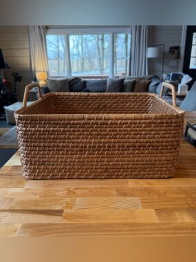 WE | Modern Weave Rattan Basket | 17” x 14” x 7”
